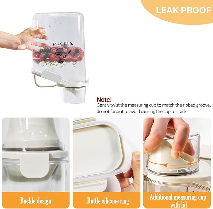 Bird Seed Storage Container Portable-3 Qt/2.8 L Clear Plastic Pet Food - Image 2