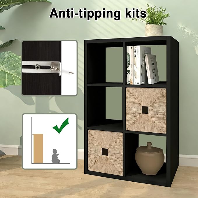 6 Cube Storage Organizer Shelf, 11 inch | 2026 Wooden Thick Frame, Anti-Tipping - Image 6