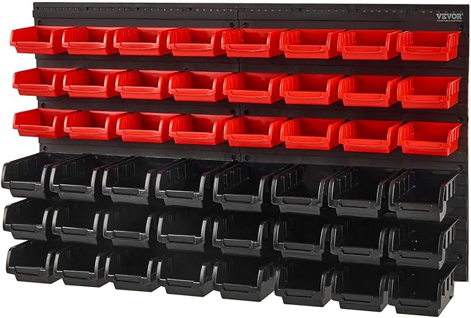 VEVOR 48-Bin Wall Mounted Storage Bins Parts Rack Organizer Garage Shop Tool by VEVOR