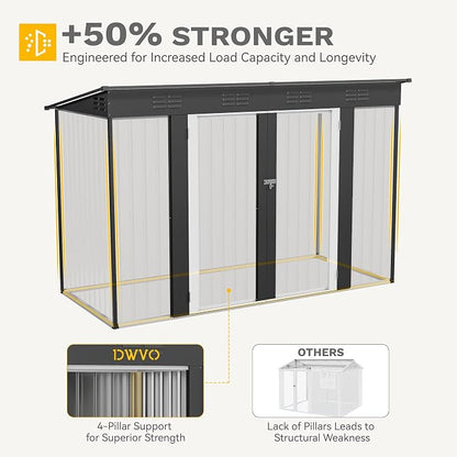 DWVO 9' x 4' Outdoor Storage Shed, Lockable Double Doors, Sloped Roof, - Image 7