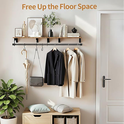 Luxspire Wall Mounted Clothes Rack, 43.3inch Clothing Racks - Image 4