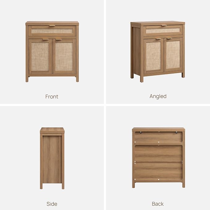 SICOTAS Sideboard Buffet Cabinet Set of 3, Rattan Credenza Storage Cabinet - Image 10