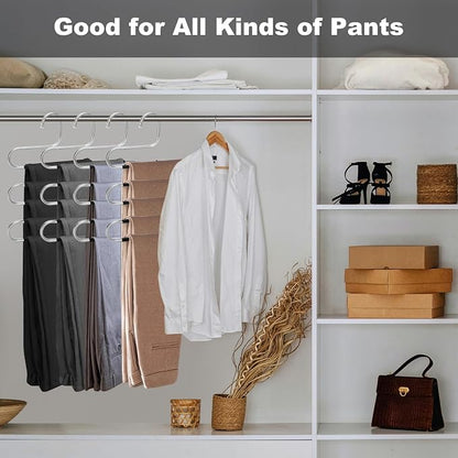 Pants Hangers Space Saving, 4 Pack Stainless Steel Non-Slip Hangers - Image 7