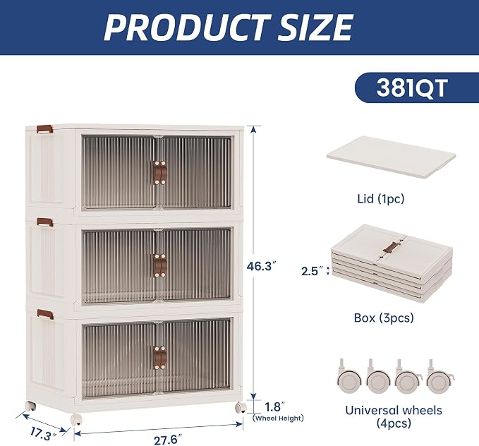 SAILUN 381Qt Extra Large Stackable Storage Bins Folding Collapsible Storage Bins - Image 6