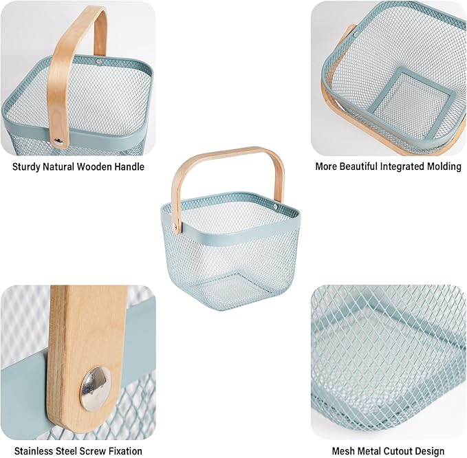 Metal Mesh Steel Harvest Basket, Wire Garden Basket - Image 2