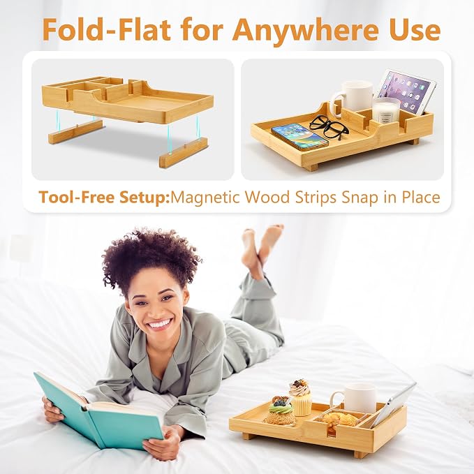 Couch Tray Insert for Middle Seat, Bamboo Couch Table - Image 4