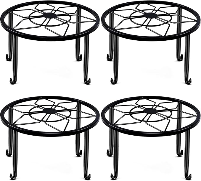 4 Pack Black Metal Potted Plant Stand by Autopromake