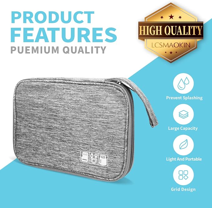 Lcsmaokin Electronics Organizer Travel Case, Electronic Accessories Storage Bag - Image 3