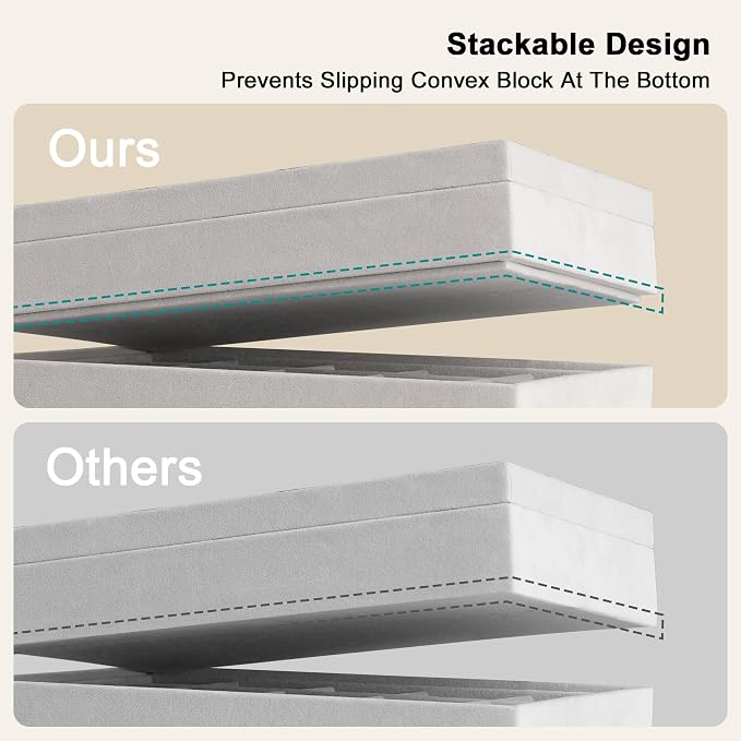 Frebeauty Stackable Jewelry Trays, Removable Glass Lid, Drawer Inserts - Image 4