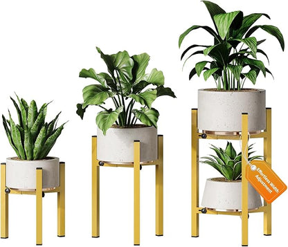 3 Pack Plant Stand Indoor Adjustable, Metal Modern Indoor Plant Stand, Heavy by SculptingLightGarden