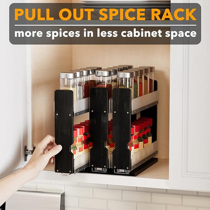 SpaceAid Bamboo Pull Out Spice Rack Organizer - Image 5