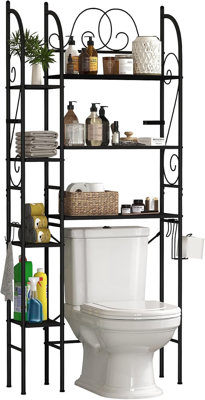 7-Tier Over the Toilet Storage Rack, Heavy-Duty Metal Bathroom Organizer - Image 8