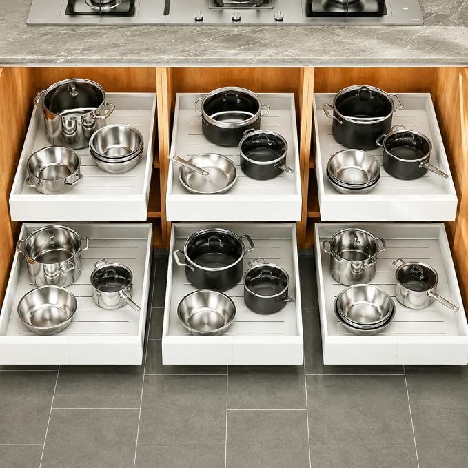 Pull out Cabinet Organizer, Expandable Heavy Duty Slide out Drawers Fixed by Kitstorack