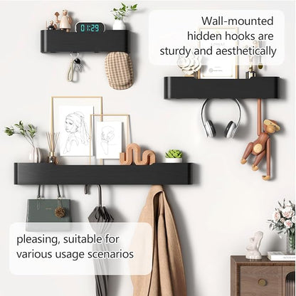 Coat Rack Wall Mount with Hidden Hooks Modern Key Holder Wood Entryway Hook - Image 7