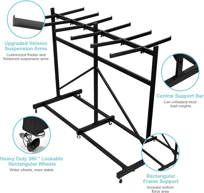 Folding Chair Rack, Heavy Duty Folding Chair Storage Rack Cart, 42 Chairs and - Image 7