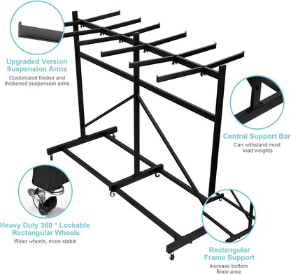 Folding Chair Rack, Heavy Duty Folding Chair Storage Rack Cart, 42 Chairs and - Image 7