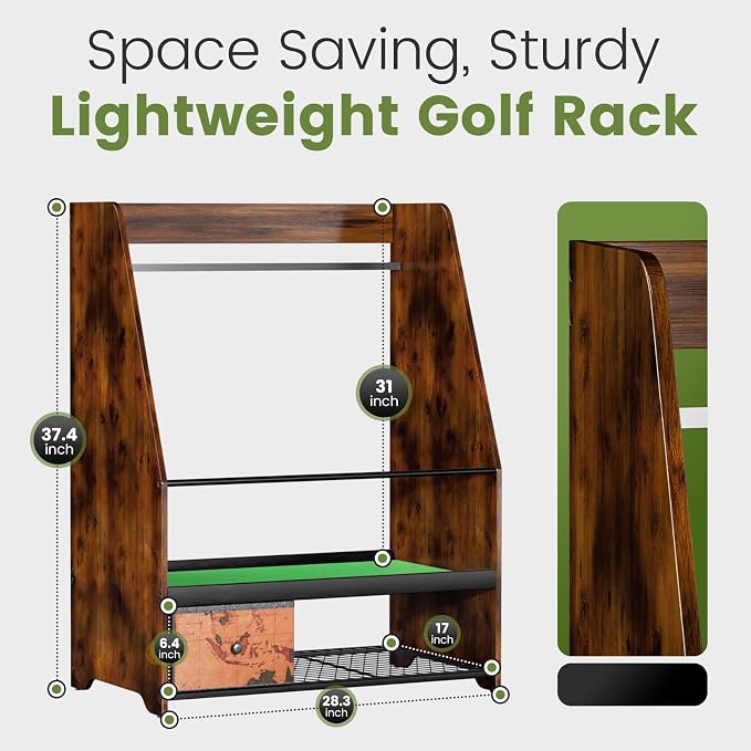 Golf Bag Organizer Rack – Large Wooden Golf Storage - Image 3