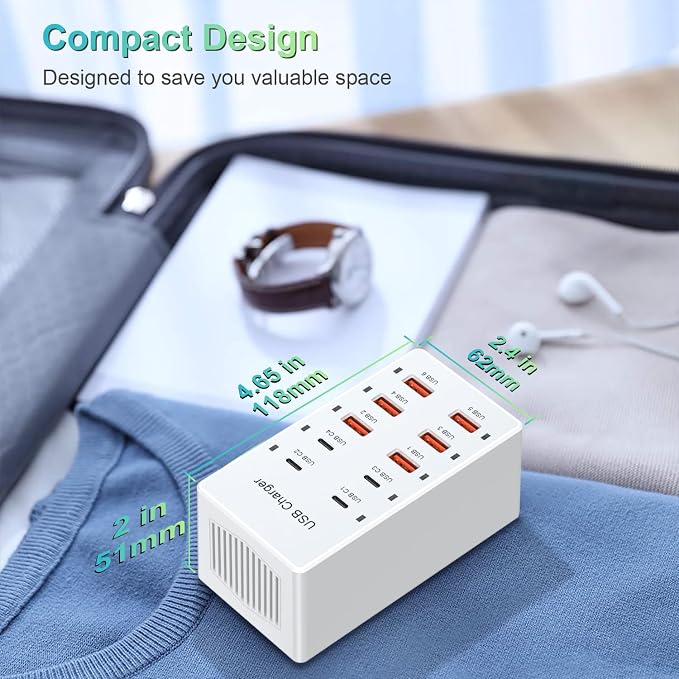 USB C Charging Station Cell Phone Wall Charger 10Ports USBC Fast Charging Power - Image 6