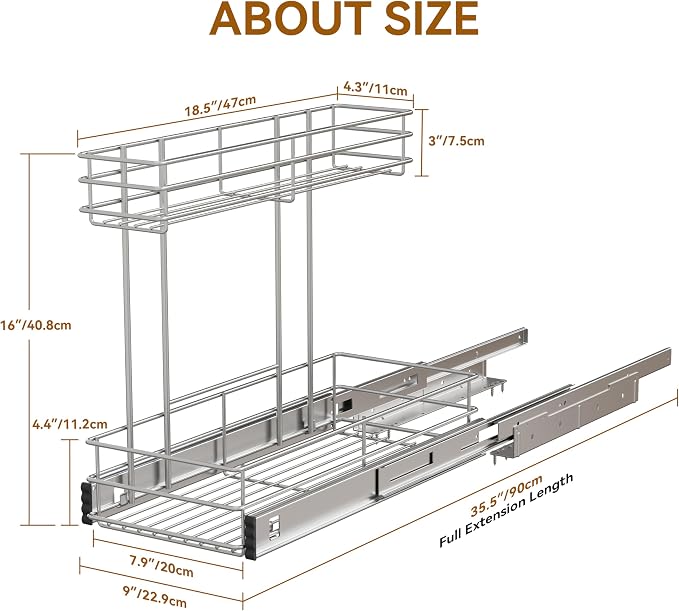 Under Sink Organizer 2 Packs, Pull Out Cabinet Organizer 2 Tier, Under Sink - Image 2