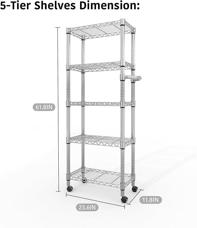 GarveeHome 5-Tier Heavy Duty Storage Shelves 1100 LBS Metal Wire Rack Shelving - Image 3