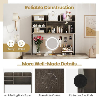 Tangkula Desktop Bookshelf for Computer Up to 32”, 37” Countertop Storage Hutch - Image 9