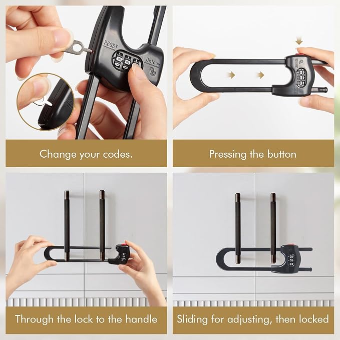 4 Pack Cabinet Locks Baby Proofing Upgrade Child Proof Cabinet Lock Adjustable - Image 4