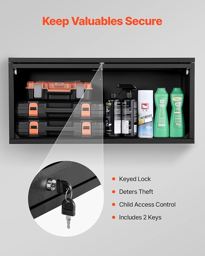 VEVOR Metal Wall Cabinet, 30.31W x 12.01D x 14.02H Inch, Floating Garage Tool - Image 6