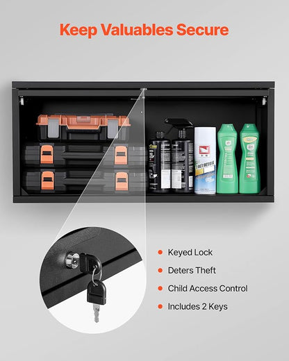 VEVOR Metal Wall Cabinet, 30.31W x 12.01D x 14.02H Inch, Floating Garage Tool - Image 6