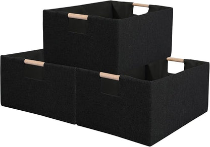 Fabric Storage Bin 3 Pack Foldable Cotton Linen Storage Basket by LaMor%C3%A9e
