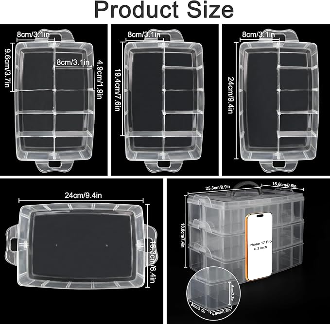 Guyuyii 3-Tier Stackable Bead Organizer - Image 2