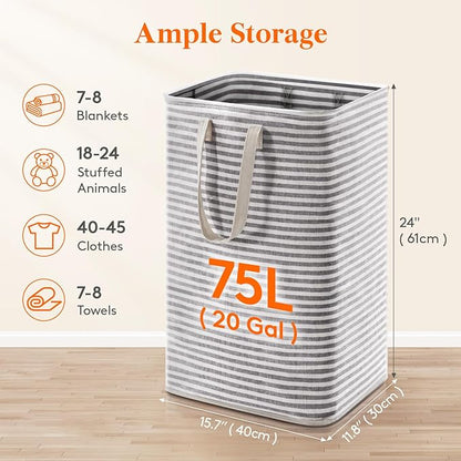 Lifewit 75L Large Collapsible Laundry Hamper, Tall Foldable Dirty Clothes - Image 2