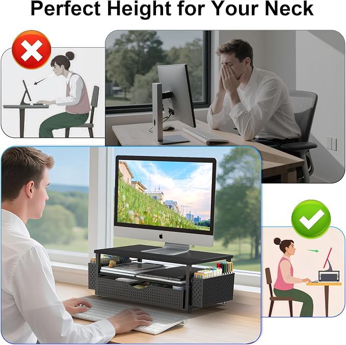 Spacrea Desk Organizer and Accessories, Computer Monitor Stand Riser - Image 3