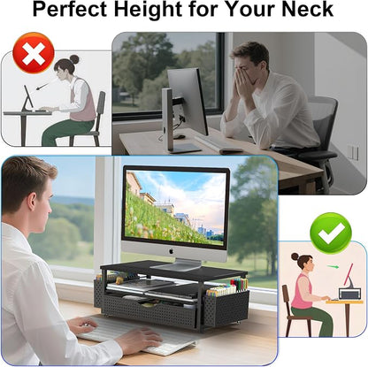 Spacrea Desk Organizer and Accessories, Computer Monitor Stand Riser - Image 3