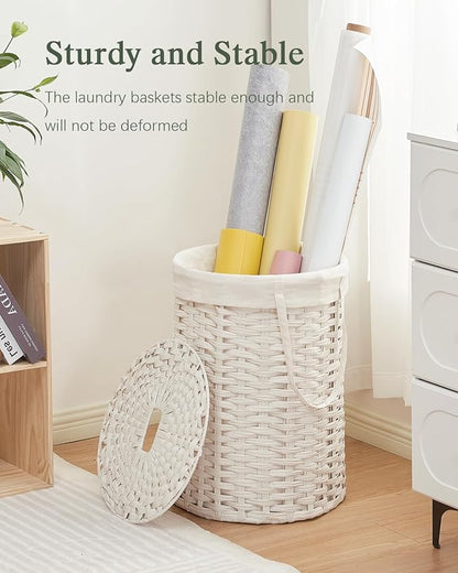 Laundry Hamper with Lid Laundry Basket with Lid 19.0 Gal Round Wicker Laundry - Image 6