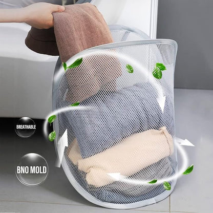 3 Pieces Hanging Laundry Hamper Foldable Mesh Hamper Dirty Cloth Basket - Image 4