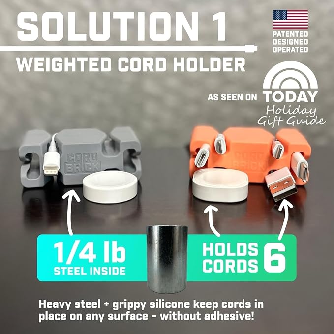 CordBrick Stocking Stuffers for Adults Cord Management Weighted Cord Holder - Image 2