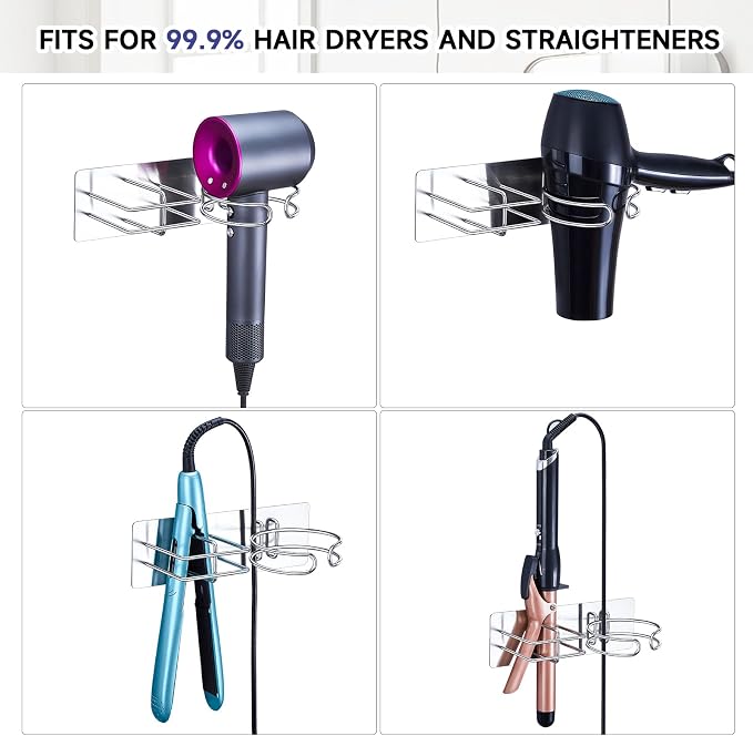 Hair Straightener Holder Hair Dryer Holder Wall Mounted, Blow Dryer and Curling - Image 5