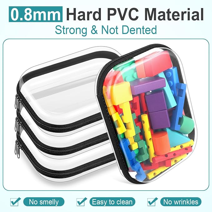 Sanwuta 6 Pcs Clear Hard Zipper Case Hard Plastic Zipper Pouches Transparent - Image 3