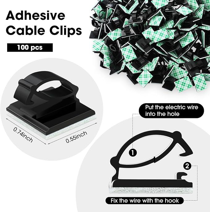 Eboot 100 Pieces Adhesive Cable Wire Clips Strong Cord Clips Wire Holders Cable - Image 2