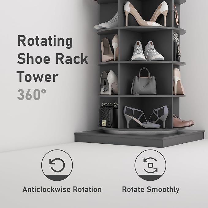 Rotating Shoe Rack Tower, 7-Tier Spinning Shoe Rack, Free Standing 360° - Image 5