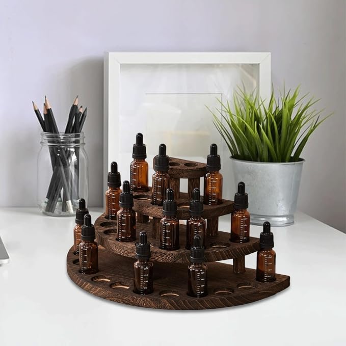 Essential Oil Storage Rack for 29 Bottles 4 Tier Wood Essential Oil Bottle - Image 2