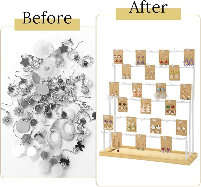 Earring Display for Vendors, 6 Tiers 42 Hooks Jewelry Rack Display Holder Stand - Image 4