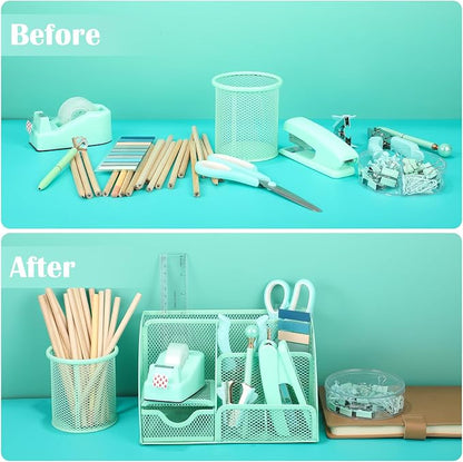 auroray Green Desk Organizers and Accessories, Teal Office Supplies Set Green - Image 5