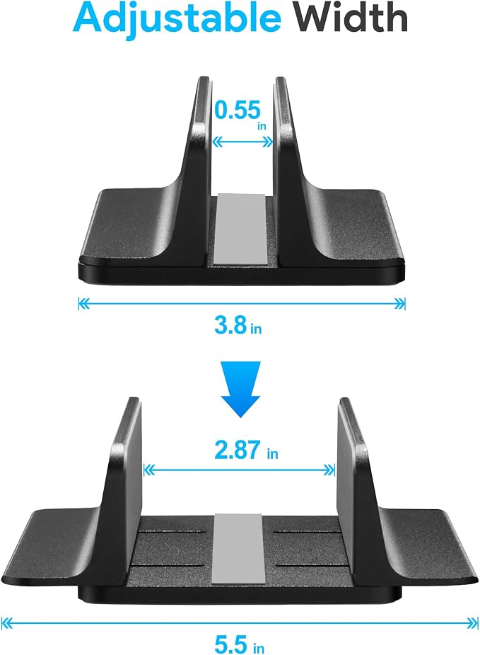 JARLINK Vertical Laptop Stand, Adjustable Aluminum Desktop Holder, Space-saving - Image 2
