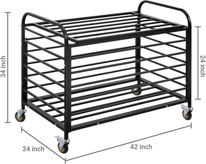 MyGift Professional Black Metal Rolling Sports Ball Storage Cart - Image 5