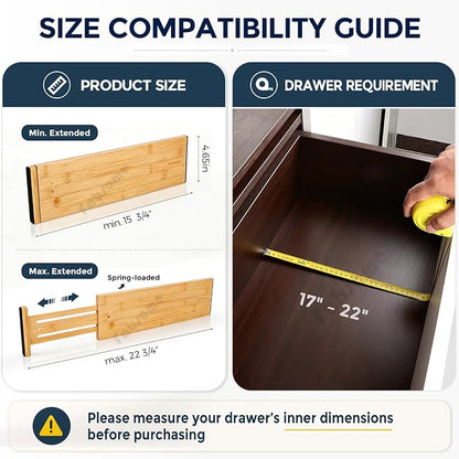 Fabsome Dresser Drawer Organizers 6 Pack, 4.65'' High Adjustable from 17-22‘’ - Image 5