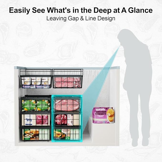 iSPECLE Large Expandable Freezer Organizer Bins - Image 6