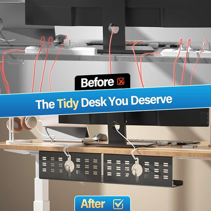 2 Pack Cable Management Under Desk Black, Cinati 32" Large Cable Management Tray - Image 5