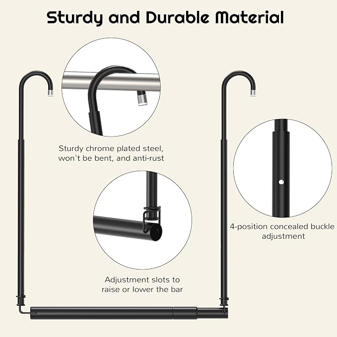 Hanging Closet Rod Adjustable Width Height Closet Rods - Image 4