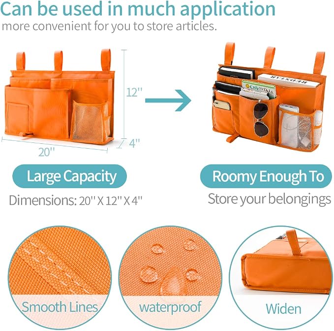 Bseash Bunk Bed Organizer, Bedside Caddy Hanging Bed Organizer Storage Bag 8 - Image 6